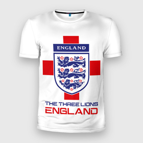 Мужская футболка 3D Slim с принтом Сборная Англии по футболу , 100% полиэстер с улучшенными характеристиками | приталенный силуэт, круглая горловина, широкие плечи, сужается к линии бедра | football | soccer | uefa | world cup | англия | сборная англии | форма | формы | футбол