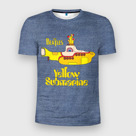 Мужская футболка 3D Slim с принтом On a Yellow Submarine 3D в Екатеринбурге, 100% полиэстер с улучшенными характеристиками | приталенный силуэт, круглая горловина, широкие плечи, сужается к линии бедра | Тематика изображения на принте: john lennon | lennon | the beatles | yellow submarine | битлз | битлы | джинса | джон леннон | леннон | лодка | подводная | подлодка