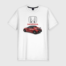Мужская футболка хлопок Slim с принтом Honda   Japan , 92% хлопок, 8% лайкра | приталенный силуэт, круглый вырез ворота, длина до линии бедра, короткий рукав | car | honda | japan | motorsport | автомобиль | автоспорт | хонда | япония