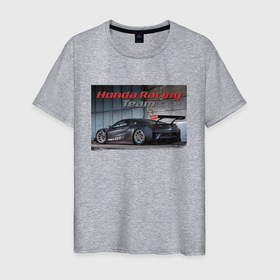 Мужская футболка хлопок с принтом Honda GT3 Racing Team в Тюмени, 100% хлопок | прямой крой, круглый вырез горловины, длина до линии бедер, слегка спущенное плечо. | car | honda | japan | motorsport | power | racing | team | автомобиль | автоспорт | гонка | мощь | хонда | япония