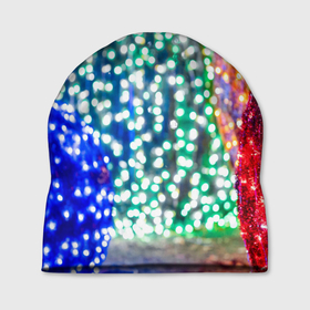 Шапка 3D с принтом Новогодняя инсталляция   Шары в Кировске, 100% полиэстер | универсальный размер, печать по всей поверхности изделия | гирлянда | гирлянды | новогодняя инсталляция | новый год | огни | огоньки | празник | шар | шары