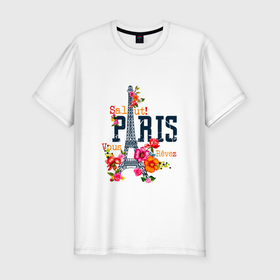 Мужская футболка хлопок Slim с принтом Loving Paris в Белгороде, 92% хлопок, 8% лайкра | приталенный силуэт, круглый вырез ворота, длина до линии бедра, короткий рукав | city | paris | travel | world | города | люблю париж | париж | путешествия