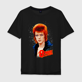 Мужская футболка хлопок Oversize с принтом David Bowie | Blue Jacket в Новосибирске, 100% хлопок | свободный крой, круглый ворот, “спинка” длиннее передней части | 70е | bowie | david bowie | roc n roll | starman | ziggy stardust | боуи | дэвид боуи | зигги стардаст | музыка | рок н ролл | стармэн