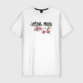 Мужская футболка хлопок Slim с принтом Sakura Spring Mood в Белгороде, 92% хлопок, 8% лайкра | приталенный силуэт, круглый вырез ворота, длина до линии бедра, короткий рукав | 8 march | 8 марта | cool girl | feminism | flower | girl | woman | в подарок | весна | девочкам | девочке | женские | женщинам | женщине | март | праздник | фем | феминизм | цветочки | цветы