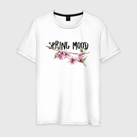 Мужская футболка хлопок с принтом Sakura Spring Mood в Тюмени, 100% хлопок | прямой крой, круглый вырез горловины, длина до линии бедер, слегка спущенное плечо. | 8 march | 8 марта | cool girl | feminism | flower | girl | woman | в подарок | весна | девочкам | девочке | женские | женщинам | женщине | март | праздник | фем | феминизм | цветочки | цветы