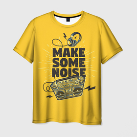 Мужская футболка 3D с принтом Make Some Noise (музыка) в Тюмени, 100% полиэфир | прямой крой, круглый вырез горловины, длина до линии бедер | блюз | вечеринка | гитара | джаз | диджей | диско | дискотека | инструменты | кантри | караоке | классическая музыка | клуб | магнитофон | музыка | музыкальные | музыкант | наушники | ноты | оркестр