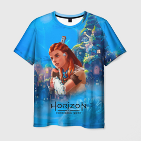 Мужская футболка 3D с принтом Horizon подводный мир в Курске, 100% полиэфир | прямой крой, круглый вырез горловины, длина до линии бедер | aloy | horizon | horizon forbidden west | horizon zero dawn | харайзон | хорайзон | элой