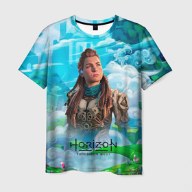 Мужская футболка 3D с принтом Horizon дикий лес в Екатеринбурге, 100% полиэфир | прямой крой, круглый вырез горловины, длина до линии бедер | Тематика изображения на принте: aloy | horizon | horizon forbidden west | horizon zero dawn | харайзон | хорайзон | элой