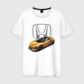 Мужская футболка хлопок с принтом Honda Concept   Motorsport в Белгороде, 100% хлопок | прямой крой, круглый вырез горловины, длина до линии бедер, слегка спущенное плечо. | honda | japan | motorsport | power | racing | team | автоспорт | гонка | мощь | хонда | япония