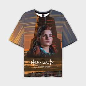 Мужская футболка oversize 3D с принтом Horizon   forbidden west в Санкт-Петербурге,  |  | 