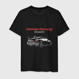 Мужская футболка хлопок с принтом Honda Racing Team   Motorsport в Тюмени, 100% хлопок | прямой крой, круглый вырез горловины, длина до линии бедер, слегка спущенное плечо. | Тематика изображения на принте: honda | japan | motorsport | power | racing | team | автоспорт | гонка | мощь | хонда | япония