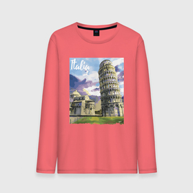 Мужской лонгслив хлопок с принтом Италия   Пизанская башня в Екатеринбурге, 100% хлопок |  | italy | legend | nature | pisa | tower | башня | италия | легенда | пиза | природа