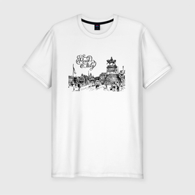 Мужская футболка хлопок Slim с принтом Rome   Italy в Тюмени, 92% хлопок, 8% лайкра | приталенный силуэт, круглый вырез ворота, длина до линии бедра, короткий рукав | italy | roma | sky | square | town | город | италия | небо | площадь | рим