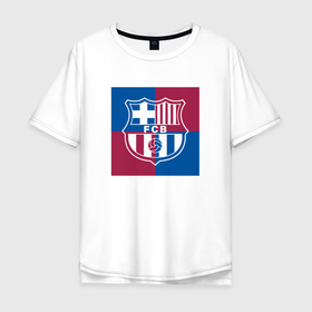 Мужская футболка хлопок Oversize с принтом FC Barcelona | Logo 2022 в Белгороде, 100% хлопок | свободный крой, круглый ворот, “спинка” длиннее передней части | 0x000000123 | barca | barcelona | el clasico | la liga | messi | pre match | барса | барселона | классико | месси