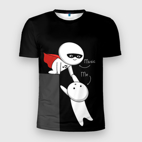 Мужская футболка 3D Slim с принтом ГЕРОЙ КОТОРОГО ЗАСЛУЖИЛИ в Курске, 100% полиэстер с улучшенными характеристиками | приталенный силуэт, круглая горловина, широкие плечи, сужается к линии бедра | герой | мем | музыка | настроение | спасатель