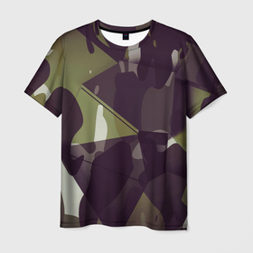 Мужская футболка 3D с принтом БРОНИРОВАННЫЙ ЛЕСНОЙ КАМУФЛЯЖ , 100% полиэфир | прямой крой, круглый вырез горловины, длина до линии бедер | броня | военные | геометрия | камуфляж | лес | невидимость | скрытность | фигуры