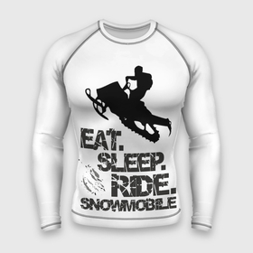 Мужской рашгард 3D с принтом EAT SLEEP RIDE SNOWMOBILE в Петрозаводске,  |  | eat | ride | sleep | snowmobile | снегоход | спорт | экстрим