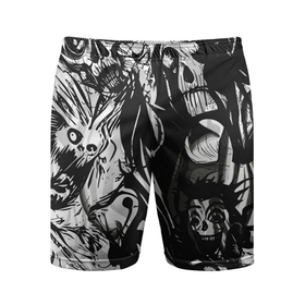 Мужские шорты спортивные с принтом Terrifying chaos ,  |  | Тематика изображения на принте: evil | monsters | зло | зомби | монстр | скелет | страшный | хоррор | череп