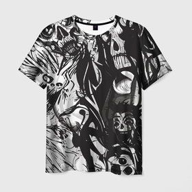 Мужская футболка 3D с принтом Terrifying chaos , 100% полиэфир | прямой крой, круглый вырез горловины, длина до линии бедер | evil | monsters | зло | зомби | монстр | скелет | страшный | хоррор | череп