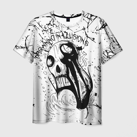 Мужская футболка 3D с принтом Drowning in illusions в Курске, 100% полиэфир | прямой крой, круглый вырез горловины, длина до линии бедер | арт | зомби | иллюзия | монстр | фэнтези | человек
