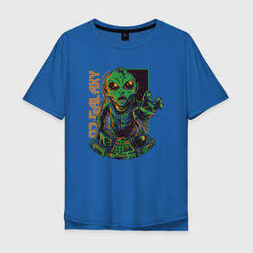 Мужская футболка хлопок Oversize с принтом Инопланетянин DJ , 100% хлопок | свободный крой, круглый ворот, “спинка” длиннее передней части | диджей | звёзды | инопланетянин | пламя | пришелец | уличный стиль