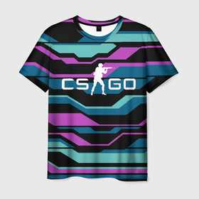 Мужская футболка 3D с принтом CS GO | взрыв красок | КС ГО , 100% полиэфир | прямой крой, круглый вырез горловины, длина до линии бедер | cs go | взрыв красок | игра | кс го | скин