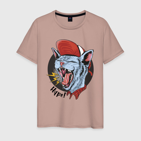 Мужская футболка хлопок с принтом Cool cat   Hype в Екатеринбурге, 100% хлопок | прямой крой, круглый вырез горловины, длина до линии бедер, слегка спущенное плечо. | cat | fangs | hype | jaw | kitten | moustache | muzzle | saliva | tongue | клыки | кот | котёнок | кошка | пасть | слюна | усы | хайп | язык