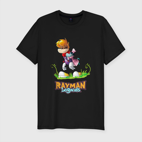 Мужская футболка хлопок Slim с принтом Уставший Rayman в Екатеринбурге, 92% хлопок, 8% лайкра | приталенный силуэт, круглый вырез ворота, длина до линии бедра, короткий рукав | globox | rayman | rayman legends | глобокс | реймен | рэйман | рэймэн | человечек