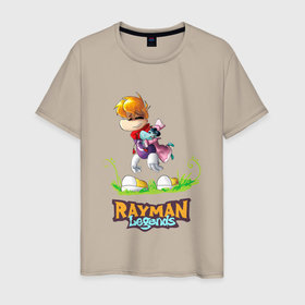 Мужская футболка хлопок с принтом Уставший Rayman в Петрозаводске, 100% хлопок | прямой крой, круглый вырез горловины, длина до линии бедер, слегка спущенное плечо. | globox | rayman | rayman legends | глобокс | реймен | рэйман | рэймэн | человечек
