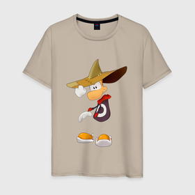 Мужская футболка хлопок с принтом Rayman в шляпе в Курске, 100% хлопок | прямой крой, круглый вырез горловины, длина до линии бедер, слегка спущенное плечо. | globox | rayman | rayman legends | глобокс | реймен | рэйман | рэймэн | человечек