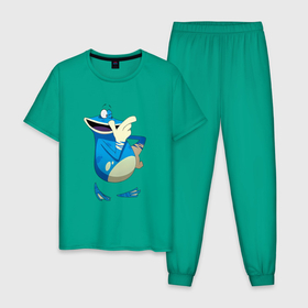 Мужская пижама хлопок с принтом Globox Rayman Legends в Белгороде, 100% хлопок | брюки и футболка прямого кроя, без карманов, на брюках мягкая резинка на поясе и по низу штанин
 | globox | rayman | rayman legends | глобокс | реймен | рэйман | рэймэн | человечек