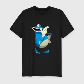 Мужская футболка хлопок Slim с принтом Globox Rayman Legends в Петрозаводске, 92% хлопок, 8% лайкра | приталенный силуэт, круглый вырез ворота, длина до линии бедра, короткий рукав | Тематика изображения на принте: globox | rayman | rayman legends | глобокс | реймен | рэйман | рэймэн | человечек