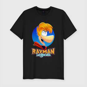 Мужская футболка хлопок Slim с принтом Веселый Rayman в Санкт-Петербурге, 92% хлопок, 8% лайкра | приталенный силуэт, круглый вырез ворота, длина до линии бедра, короткий рукав | globox | rayman | rayman legends | глобокс | реймен | рэйман | рэймэн | человечек