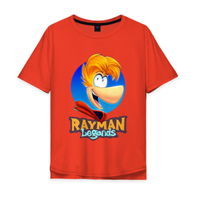 Мужская футболка хлопок Oversize с принтом Веселый Rayman в Курске, 100% хлопок | свободный крой, круглый ворот, “спинка” длиннее передней части | globox | rayman | rayman legends | глобокс | реймен | рэйман | рэймэн | человечек