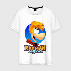 Мужская футболка хлопок с принтом Веселый Rayman в Курске, 100% хлопок | прямой крой, круглый вырез горловины, длина до линии бедер, слегка спущенное плечо. | Тематика изображения на принте: globox | rayman | rayman legends | глобокс | реймен | рэйман | рэймэн | человечек