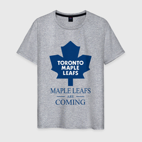 Мужская футболка хлопок с принтом Toronto Maple Leafs are coming Торонто Мейпл Лифс в Новосибирске, 100% хлопок | прямой крой, круглый вырез горловины, длина до линии бедер, слегка спущенное плечо. | hockey | maple leafs | nhl | toronto | toronto maple leafs | usa | мейпл лифс | нхл | спорт | сша | торонто | торонто мейпл лифс | хоккей | шайба