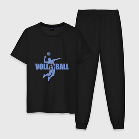 Мужская пижама хлопок с принтом Стиль   Волейбол в Тюмени, 100% хлопок | брюки и футболка прямого кроя, без карманов, на брюках мягкая резинка на поясе и по низу штанин
 | Тематика изображения на принте: ball | beach | game | sport | volley | volleyball | волейбол | волейболист | волейболистка | гол | игра | игрок | мяч | площадка | пляж | пляжный | победа | сетка | спорт | тренер | чемпион