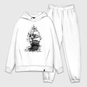 Мужской костюм хлопок OVERSIZE с принтом Pacific ocean   Frigate в Новосибирске,  |  | element | frigate | mast | ocean | sail | ship | корабль | мачта | море | океан | парус | стихия | фрегат