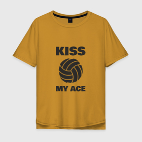 Мужская футболка хлопок Oversize с принтом Volleyball   Kiss My Ace в Белгороде, 100% хлопок | свободный крой, круглый ворот, “спинка” длиннее передней части | Тематика изображения на принте: ball | beach | game | sport | volley | volleyball | волейбол | волейболист | волейболистка | гол | игра | игрок | мяч | площадка | пляж | пляжный | победа | сетка | спорт | тренер | чемпион