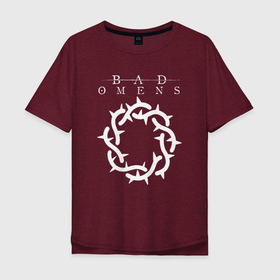 Мужская футболка хлопок Oversize с принтом Bad Omens logo , 100% хлопок | свободный крой, круглый ворот, “спинка” длиннее передней части | bad omens | band | logo | metalcore | noah sebastian | rock | группа | лого | рок