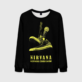Мужской свитшот 3D с принтом Nirvana Нирвана в Новосибирске, 100% полиэстер с мягким внутренним слоем | круглый вырез горловины, мягкая резинка на манжетах и поясе, свободная посадка по фигуре | kurt cobain | music | nirvana | rock | кабейн | кобейн | курт | курт кобейн | музыка | нирвана | рок