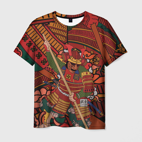 Мужская футболка 3D с принтом warrior samurai в Белгороде, 100% полиэфир | прямой крой, круглый вырез горловины, длина до линии бедер | Тематика изображения на принте: samurai | арт | бусидо | воин | дизайн | искусство | история | рисунок | ронин | самурай | стиль | узор | япония