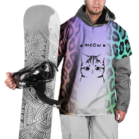 Накидка на куртку 3D с принтом Котик MEOW на радужном леопарде принт , 100% полиэстер |  | meow | звериный принт | киса | киска | кот | котейка | котенок | котизм | котик | котэ | кошечка | кошка | леопард | мятна | мяу | радуга | радужный леопард