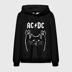 Мужская толстовка 3D с принтом AC DC, Рок кот в Курске, 100% полиэстер | двухслойный капюшон со шнурком для регулировки, мягкие манжеты на рукавах и по низу толстовки, спереди карман-кенгуру с мягким внутренним слоем. | ac | ac dc | acdc | dc | music | rock | кот | музыка | рок | рок кот