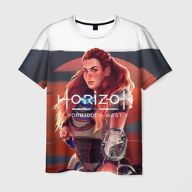 Мужская футболка 3D с принтом Aloy | Horizon , 100% полиэфир | прямой крой, круглый вырез горловины, длина до линии бедер | арт | будущее | лук | постаппокалипсис | этой