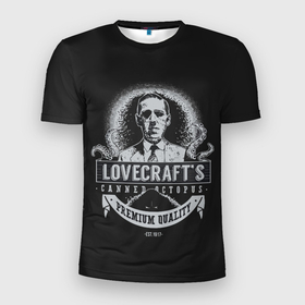 Мужская футболка 3D Slim с принтом H.P. Lovecraft в Тюмени, 100% полиэстер с улучшенными характеристиками | приталенный силуэт, круглая горловина, широкие плечи, сужается к линии бедра | cthulhu | howard phillips | lovecraft | говард лавкрафт | ктулху | лавкравт | лафкрафт