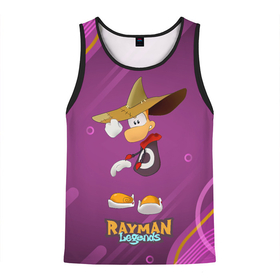 Мужская майка 3D с принтом Rayman в шляпе Legends в Курске, 100% полиэстер | круглая горловина, приталенный силуэт, длина до линии бедра. Пройма и горловина окантованы тонкой бейкой | Тематика изображения на принте: legends | rayman | rayman legends | глобокс | рейман | рэйман | рэймэн