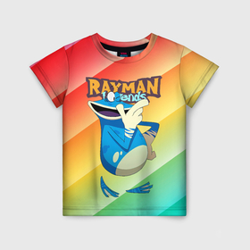 Детская футболка 3D с принтом Rayman globox радуга в Белгороде, 100% гипоаллергенный полиэфир | прямой крой, круглый вырез горловины, длина до линии бедер, чуть спущенное плечо, ткань немного тянется | Тематика изображения на принте: legends | rayman | rayman legends | глобокс | рейман | рэйман | рэймэн