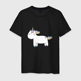Мужская футболка хлопок с принтом Unicorn Attack в Санкт-Петербурге, 100% хлопок | прямой крой, круглый вырез горловины, длина до линии бедер, слегка спущенное плечо. | ranbow | unicorn | unicorn attack | единорог | лошадка | пони | радуга | радужный пони | сказка