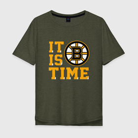 Мужская футболка хлопок Oversize с принтом It Is Boston Bruins Time, Бостон Брюинз в Тюмени, 100% хлопок | свободный крой, круглый ворот, “спинка” длиннее передней части | boston | boston bruins | bruins | hockey | nhl | usa | бостон | бостон брюинз | нхл | спорт | сша | хоккей | шайба